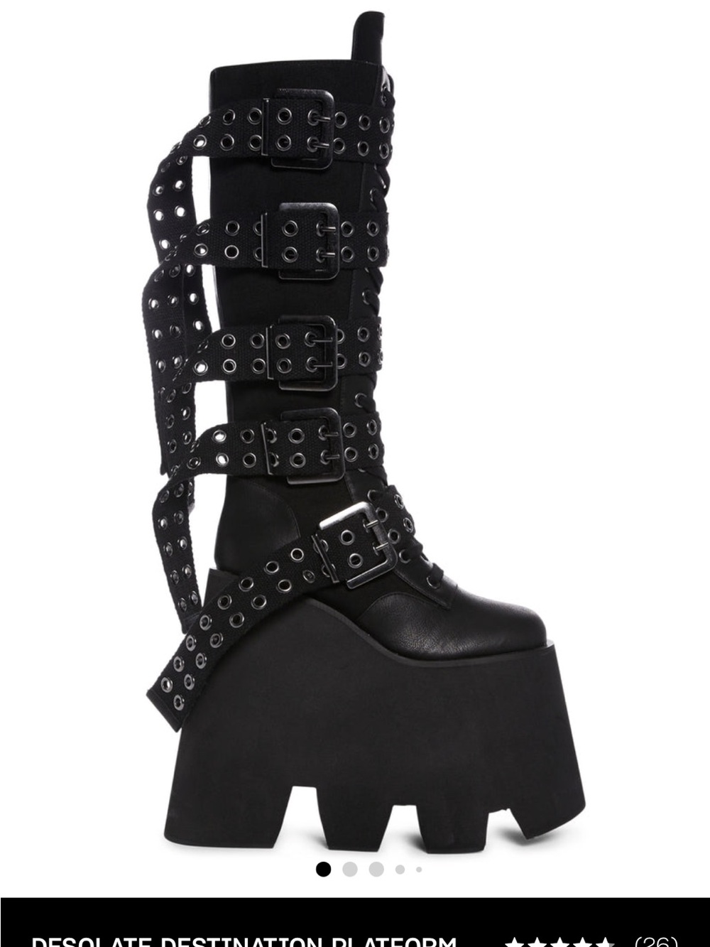 Dolls Kill Black Multi-Buckle Platform Knee Boots - Picture 2 of 5